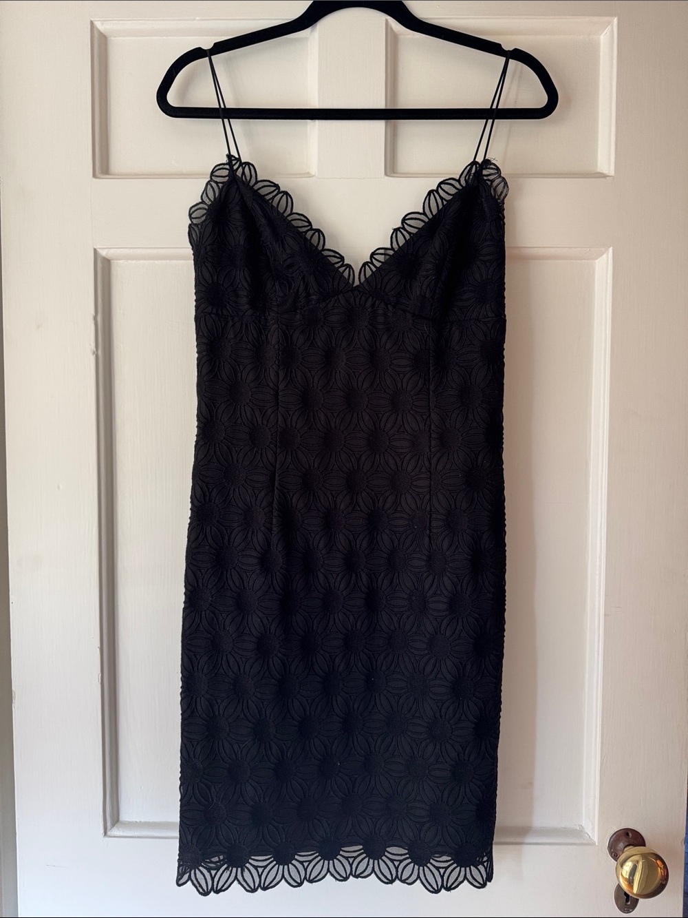 Milly of New York Black Lace Midi Slip Dress